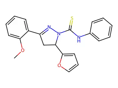 5-(furan-2-yl)-3-(2-methoxyphenyl)-N-phenyl-4,5-dihydro-1H-pyrazole-1-carbothioamide structure