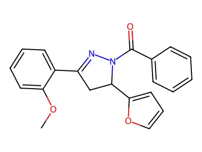 2-[1-benzoyl-5-(2-furyl)-4,5-dihydro-1H-pyrazol-3-yl]phenyl methyl ether structure