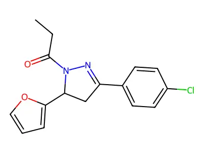 1-[5-(4-Chlorophenyl)-3-(furan-2-yl)-3,4-dihydropyrazol-2-yl]propan-1-one structure