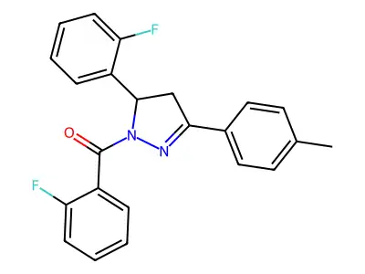 (2-fluorophenyl)-[3-(2-fluorophenyl)-5-(4-methylphenyl)-3,4-dihydropyrazol-2-yl]methanone structure