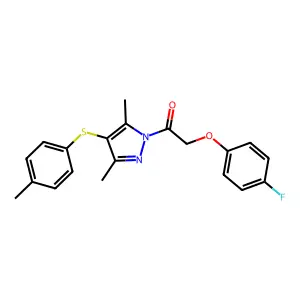 1-(3,5-dimethyl-4-(p-tolylthio)-1H-pyrazol-1-yl)-2-(4-fluorophenoxy)ethanone structure