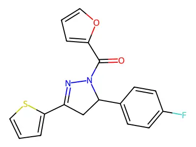 5-(4-fluorophenyl)-1-(2-furoyl)-3-(2-thienyl)-4,5-dihydro-1H-pyrazole structure