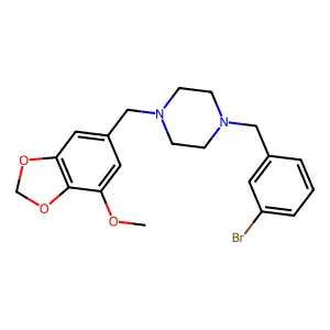 1-[(3-Bromophenyl)methyl]-4-[(7-methoxy-1,3-benzodioxol-5-yl)methyl]piperazine structure
