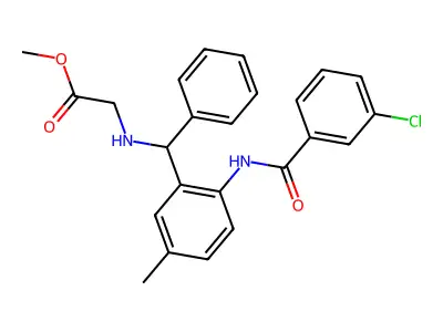 Methyl 2-({[2-(3-chlorobenzamido)-5-methylphenyl](phenyl)methyl}amino)acetate structure