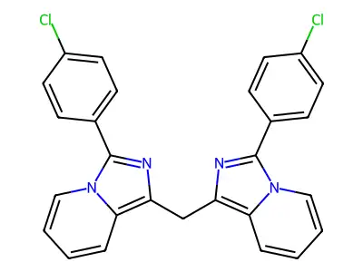 3-(4-chlorophenyl)-1-{[3-(4-chlorophenyl)imidazo[1,5-a]pyridin-1-yl]methyl}imidazo[1,5-a]pyridine structure