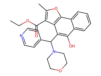ethyl 5-hydroxy-2-methyl-4-[(morpholin-4-yl)(pyridin-4-yl)methyl]naphtho[1,2-b]furan-3-carboxylate structure