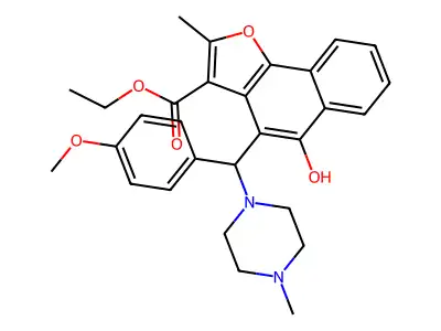 ethyl 5-hydroxy-4-[(4-methoxyphenyl)(4-methylpiperazin-1-yl)methyl]-2-methylnaphtho[1,2-b]furan-3-carboxylate structure