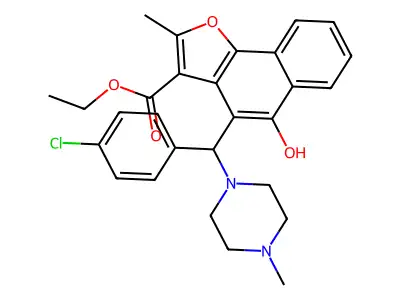 ethyl 4-[(4-chlorophenyl)(4-methylpiperazin-1-yl)methyl]-5-hydroxy-2-methylnaphtho[1,2-b]furan-3-carboxylate structure