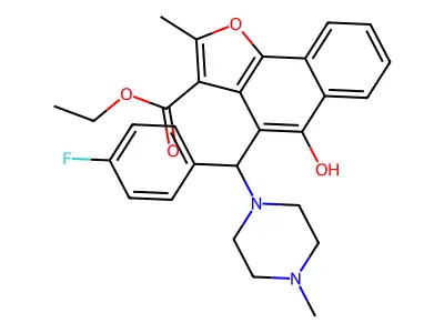 ethyl 4-[(4-fluorophenyl)(4-methylpiperazin-1-yl)methyl]-5-hydroxy-2-methylnaphtho[1,2-b]furan-3-carboxylate structure