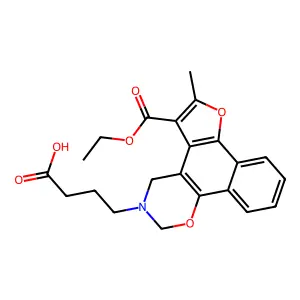 4-[5-(ethoxycarbonyl)-6-methyl-2H-furo[3',2':3,4]naphtho[2,1-e][1,3]oxazin-3(4H)-yl]butanoic acid structure