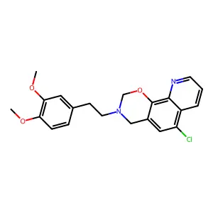 6-chloro-3-(3,4-dimethoxyphenethyl)-3,4-dihydro-2H-[1,3]oxazino[5,6-h]quinoline structure