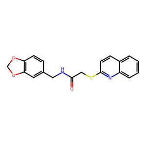 N-[(2H-1,3-benzodioxol-5-yl)methyl]-2-(quinolin-2-ylsulfanyl)acetamide structure
