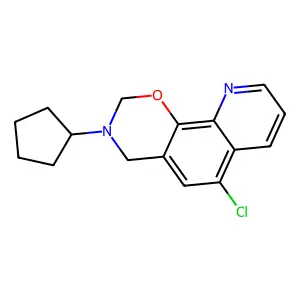 6-chloro-3-cyclopentyl-3,4-dihydro-2H-[1,3]oxazino[5,6-h]quinoline structure