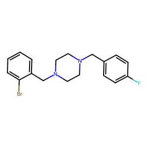 1-[(2-Bromophenyl)methyl]-4-[(4-fluorophenyl)methyl]piperazine structure