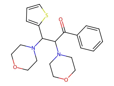2,3-Dimorpholino-1-phenyl-3-(thiophen-2-yl)propan-1-one structure