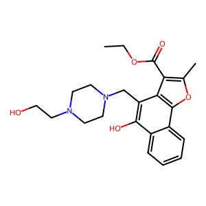 ethyl 5-hydroxy-4-[[4-(2-hydroxyethyl)piperazin-1-yl]methyl]-2-methylbenzo[g][1]benzofuran-3-carboxylate structure