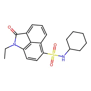 N-cyclohexyl-1-ethyl-2-oxo-1,2-dihydrobenzo[cd]indole-6-sulfonamide structure