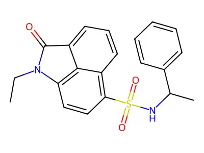 1-ethyl-2-oxo-N-(1-phenylethyl)-1,2-dihydrobenzo[cd]indole-6-sulfonamide structure