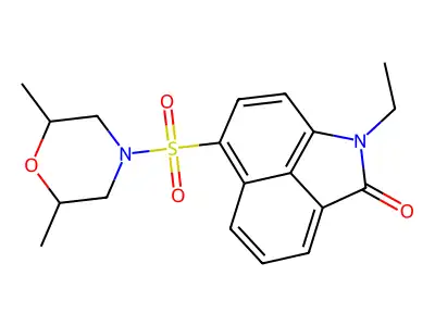 6-((2,6-dimethylmorpholino)sulfonyl)-1-ethylbenzo[cd]indol-2(1H)-one structure