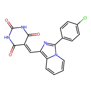 5-((3-(4-chlorophenyl)imidazo[1,5-a]pyridin-1-yl)methylene)pyrimidine-2,4,6(1H,3H,5H)-trione structure