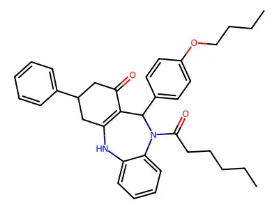 11-(4-butoxyphenyl)-10-hexanoyl-3-phenyl-2,3,4,5,10,11-hexahydro-1H-dibenzo[b,e][1,4]diazepin-1-one structure