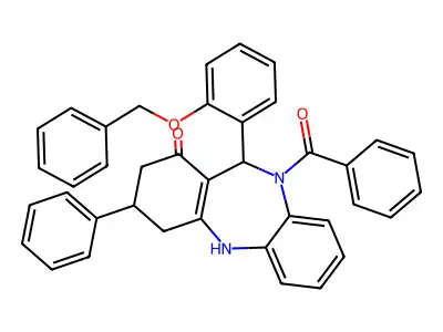 10-benzoyl-11-[2-(benzyloxy)phenyl]-3-phenyl-2,3,4,5,10,11-hexahydro-1H-dibenzo[b,e][1,4]diazepin-1-one structure