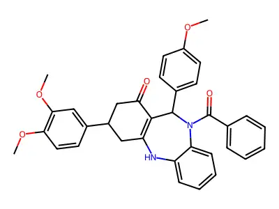 [3-(3,4-dimethoxyphenyl)-1-hydroxy-11-(4-methoxyphenyl)-2,3,4,11-tetrahydro-10H-dibenzo[b,e][1,4]diazepin-10-yl](phenyl)methanone structure