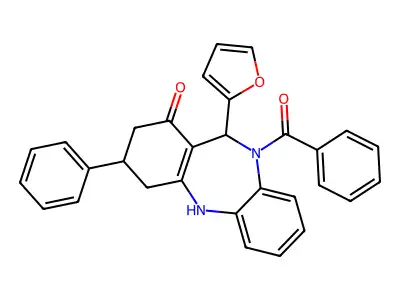 5-benzoyl-6-(furan-2-yl)-9-phenyl-8,9,10,11-tetrahydro-6H-benzo[b][1,4]benzodiazepin-7-one structure
