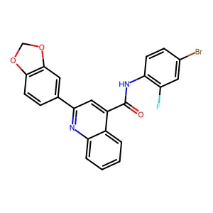 2-(1,3-benzodioxol-5-yl)-N-(4-bromo-2-fluorophenyl)-4-quinolinecarboxamide structure