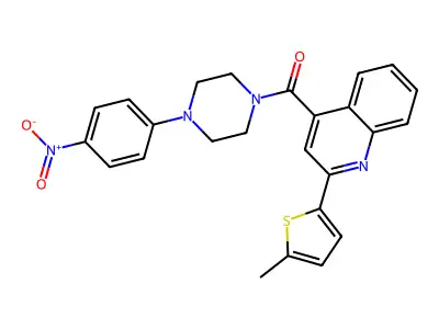[2-(5-methylthiophen-2-yl)quinolin-4-yl]-[4-(4-nitrophenyl)piperazin-1-yl]methanone structure
