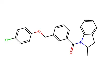 [3-[(4-Chlorophenoxy)methyl]phenyl]-(2-methyl-2,3-dihydroindol-1-yl)methanone structure