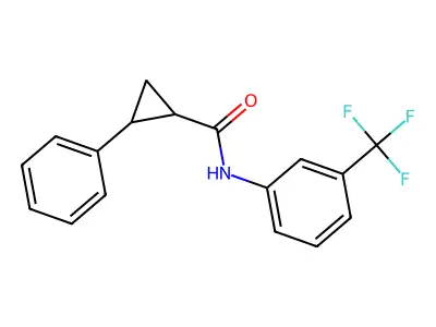 2-phenyl-N-[3-(trifluoromethyl)phenyl]cyclopropane-1-carboxamide structure