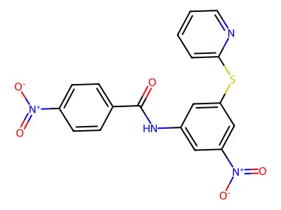 4-nitro-N-(3-nitro-5-pyridin-2-ylsulfanylphenyl)benzamide structure