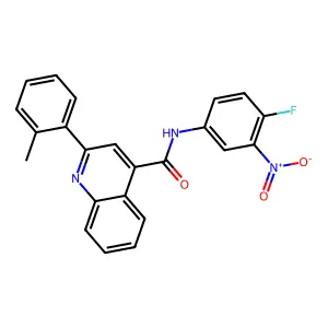 N-(4-fluoro-3-nitrophenyl)-2-(2-methylphenyl)quinoline-4-carboxamide structure