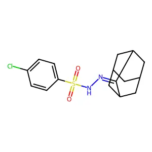 4-chloro-N'-tricyclo[3.3.1.1~3,7~]dec-2-ylidenebenzenesulfonohydrazide structure