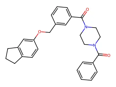 [4-[3-(2,3-dihydro-1H-inden-5-yloxymethyl)benzoyl]piperazin-1-yl]-phenylmethanone structure