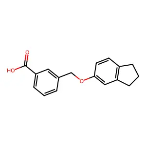 3-[(2,3-dihydro-1H-inden-5-yloxy)methyl]benzoic acid structure