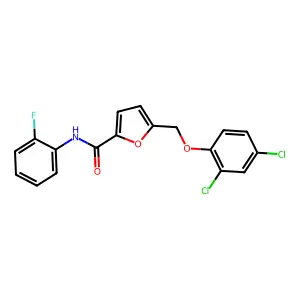 5-[(2,4-dichlorophenoxy)methyl]-N-(2-fluorophenyl)-2-furamide structure