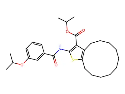 1-Methylethyl 4,5,6,7,8,9,10,11,12,13-decahydro-2-[[3-(1-methylethoxy)benzoyl]amino]cyclododeca[b]thiophene-3-carboxylate structure