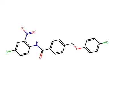 N-(4-chloro-2-nitrophenyl)-4-[(4-chlorophenoxy)methyl]benzamide structure