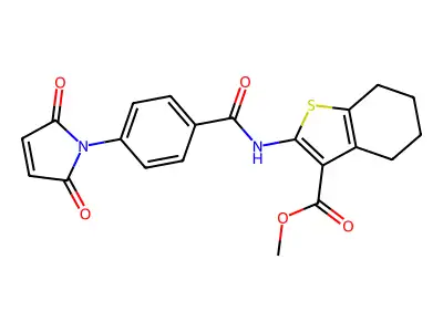 methyl 2-({[4-(2,5-dioxo-2,5-dihydro-1H-pyrrol-1-yl)phenyl]carbonyl}amino)-4,5,6,7-tetrahydro-1-benzothiophene-3-carboxylate structure