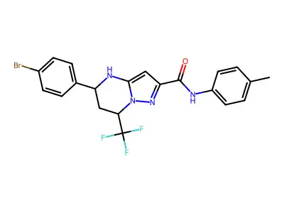 5-(4-bromophenyl)-N-(4-methylphenyl)-7-(trifluoromethyl)-4,5,6,7-tetrahydropyrazolo[1,5-a]pyrimidine-2-carboxamide structure