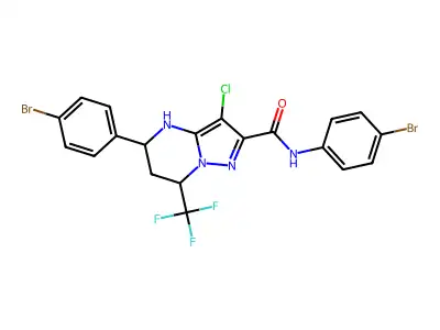 N,5-bis(4-bromophenyl)-3-chloro-7-(trifluoromethyl)-4,5,6,7-tetrahydropyrazolo[1,5-a]pyrimidine-2-carboxamide structure