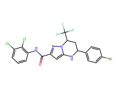 5-(4-bromophenyl)-N-(2,3-dichlorophenyl)-7-(trifluoromethyl)-4,5,6,7-tetrahydropyrazolo[1,5-a]pyrimidine-2-carboxamide structure