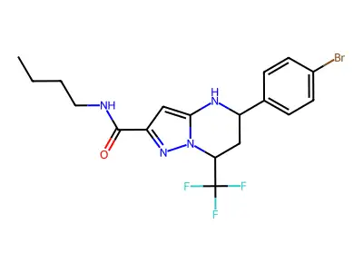 5-(4-bromophenyl)-N-butyl-7-(trifluoromethyl)-4,5,6,7-tetrahydropyrazolo[1,5-a]pyrimidine-2-carboxamide structure