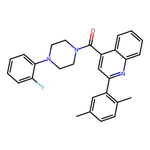 [2-(2,5-dimethylphenyl)quinolin-4-yl]-[4-(2-fluorophenyl)piperazin-1-yl]methanone structure