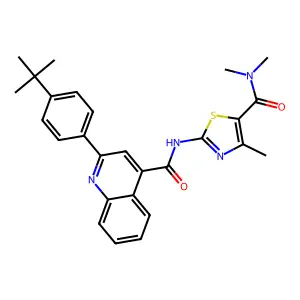 2-(4-tert-butylphenyl)-N-{5-[(dimethylamino)carbonyl]-4-methyl-1,3-thiazol-2-yl}-4-quinolinecarboxamide structure