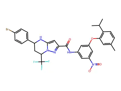 5-(4-Bromophenyl)-4,5,6,7-tetrahydro-N-[3-[5-methyl-2-(1-methylethyl)phenoxy]-5-nitrophenyl]-7-(trifluoromethyl)pyrazolo[1,5-a]pyrimidine-2-carboxamide structure