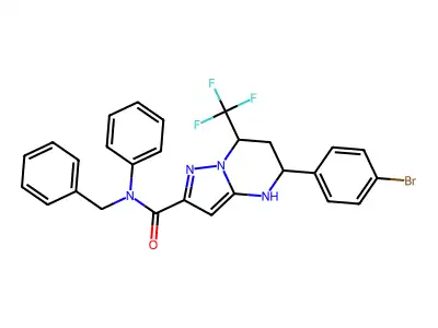 N-benzyl-5-(4-bromophenyl)-N-phenyl-7-(trifluoromethyl)-4,5,6,7-tetrahydropyrazolo[1,5-a]pyrimidine-2-carboxamide structure