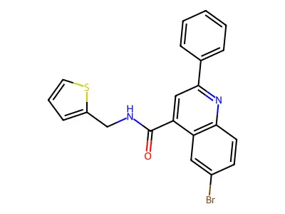 6-bromo-2-phenyl-N-(thiophen-2-ylmethyl)quinoline-4-carboxamide structure
